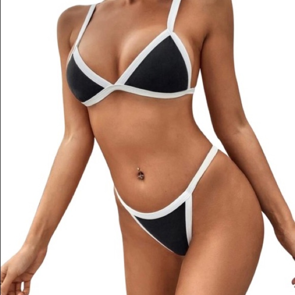 Shein Black and White stitch bikini